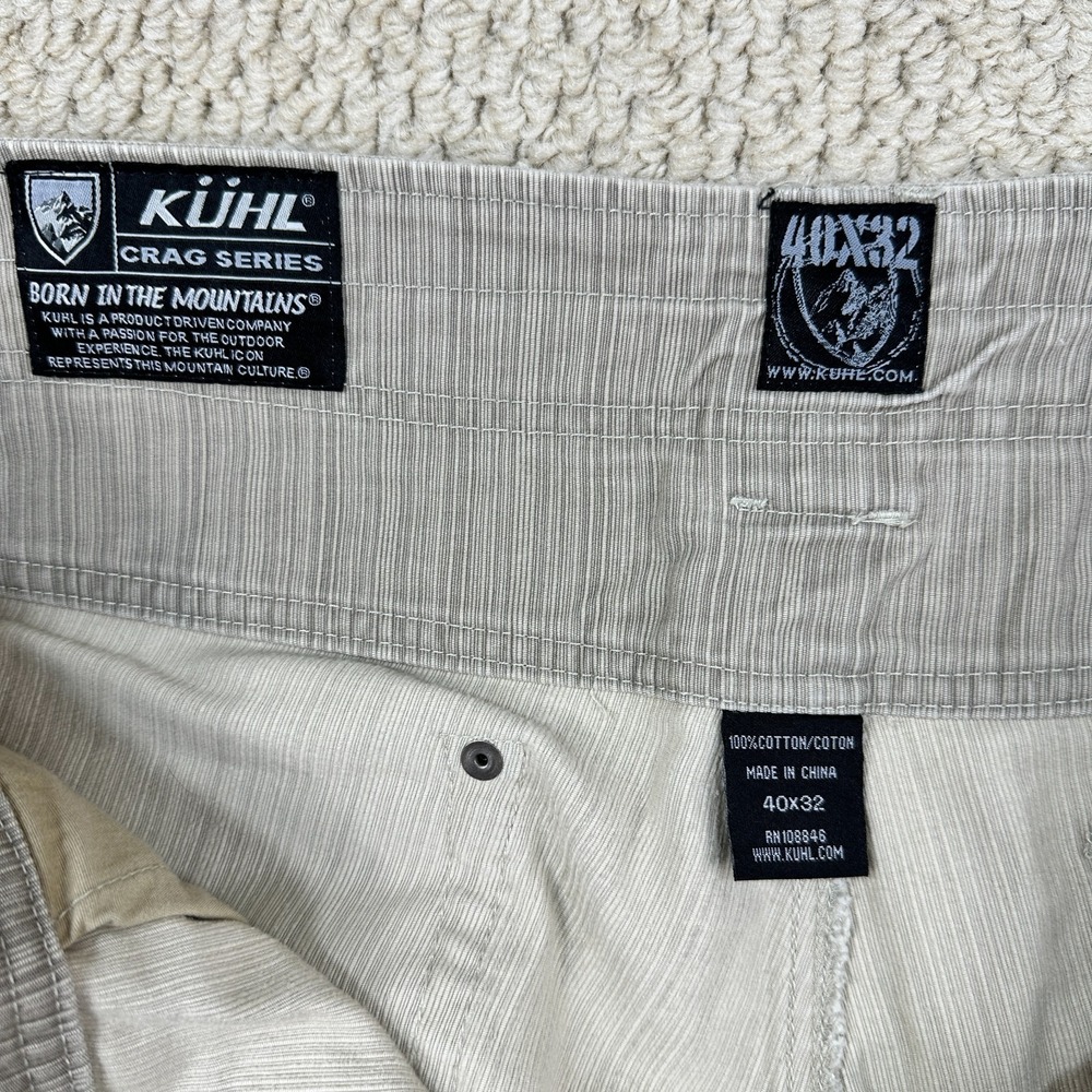 Kuhl Crag Series Pants Mens 40x32 Beige Tan Pinstripe Hiking Outdoor Gorpcore - Picture 5 of 14